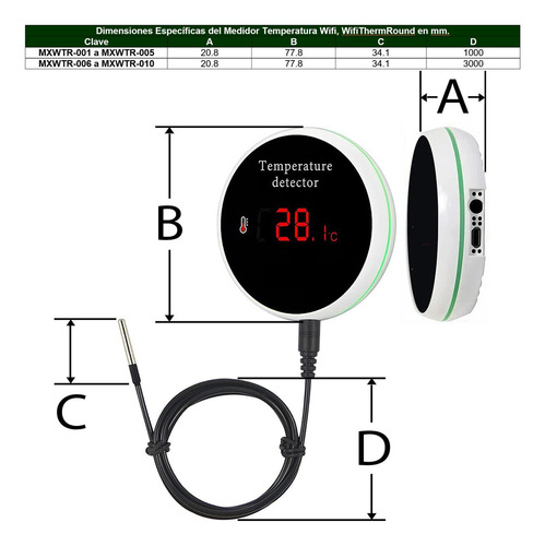 Sensor De Temperatura Por Bluetooth, Mxwtr-009, 4 Pzas, Lcd,