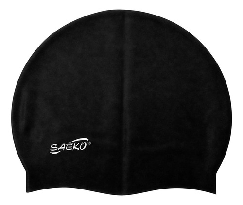 Gorra Natación Saeko Silicona Color Negro Diseño De La Tela Liso Tamaño Único