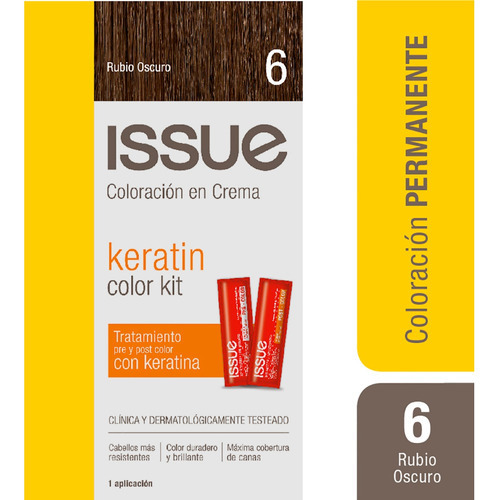  Issue Kit Tintura En Crema Keratin Color Tono 6 rubio oscuro