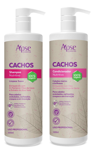  Kit Cachos Shampoo 1 L E Condicionador 1 L Apse Cosmétics