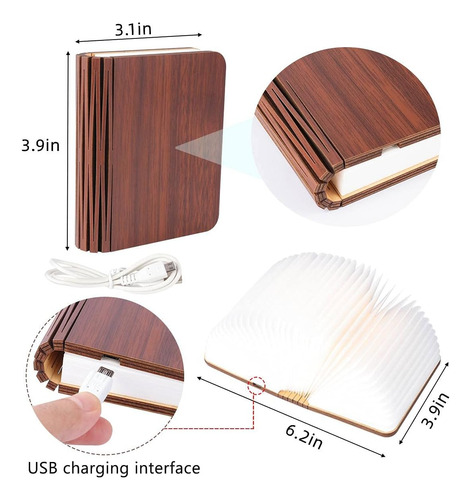 Mini Lámpara Plegable De 8 Colores, Luces De Madera Portátil