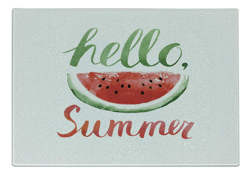 Lunarable Hello Summer Tabla Cortar Sandia Caligrafia Fruta