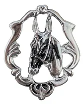 Comprar Passador De Mula Brasão Entalhado Cromado Desenho do tecido Brasão de Mula Tamanho 3,6 x 4,9 cm