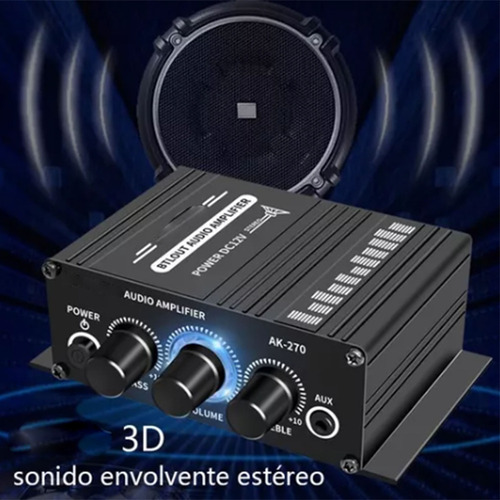 Mini Amplificador De 2 Canais, Som Limpo, Poderoso E Portáti