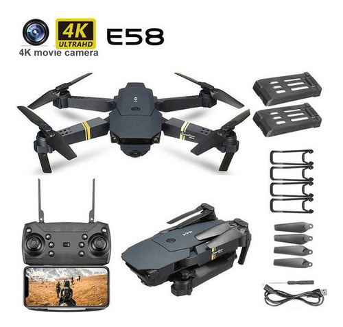 Drone De Cámara Única 4k Barata + 2 Baterías Hd 4k Color Negro