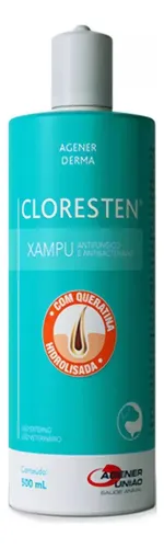 Shampoo Cloresten para Cães e Gatos, Antifúngico e Antibacteriano...