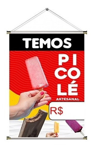 Banner Pronto Temos Picolé Artesanal