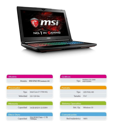 Notebook Msi Gamer Nuevo I7 16gb 256 1tb Gtx1060 Bajo Pedido