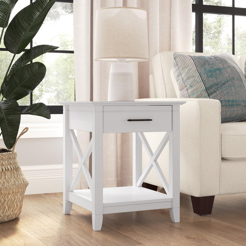Mesa Auxiliar Con Almacenamiento Roble Blanco Puro
