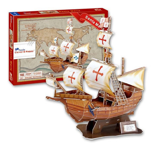 Puzzle Maqueta 3d - Buque Santa María - 102 Pzs  Tiraboschi