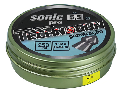 Chumbinho 5.5 Technogun Sonic Pro Penetração 15,65gr 750un