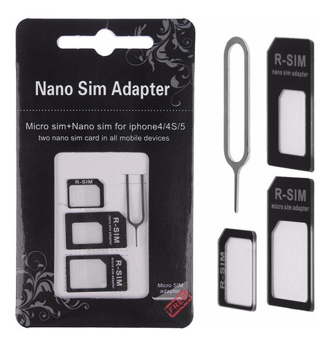 Kit Adaptadores Sim Card Nano Micro 3-en-1 iPhone 6s 6 5 4s