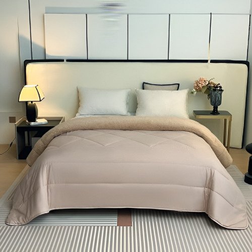 Acolchado Liso Duet Corderito 1 1/2 Twin Abrigado Super Soft Beige