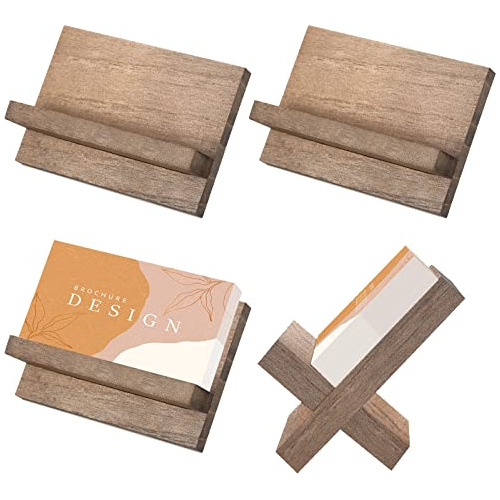 4 Pcs Soporte De Tarjetas De Visita De Madera Escritori...