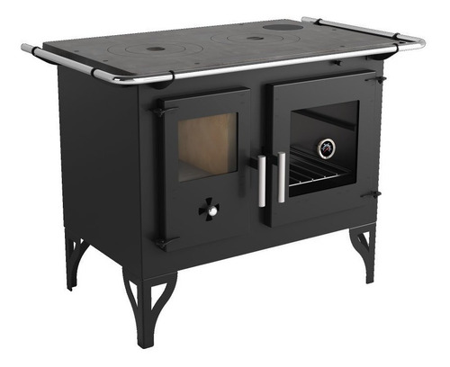 Cocina Calefactor A Leña 115 M2 F700f Con Kit Caños + Codos