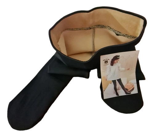 Medias Panty Efecto Piel Abrigadas Para Nenas Translucida Negro 9-12