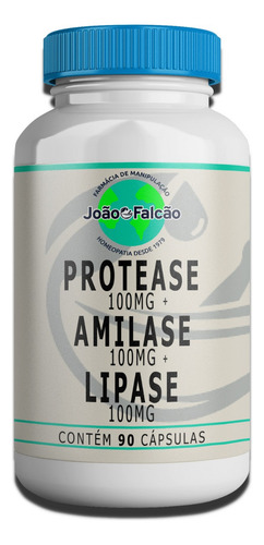 Protease + Amilase + Lipase - 90 Cápsulas Gastrorresistentes Sabor Sem Sabor