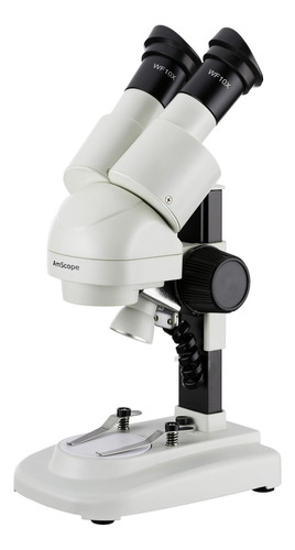 Amscope Se120 Microscopio Estéreo Binocular Portátil, Wf10x, Aumento De 20x, 2 Objetivos, Iluminación Led, Placa De Escenario Reversible Negro/blanco, Soporte De Mesa Controlado Por Pista, Funciona