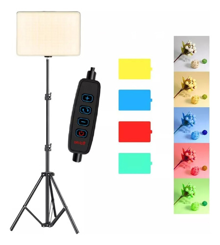 Panel Luz Led Iluminador Usb Streaming Filtro Color Soporte