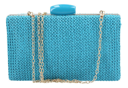 Bolsa Clutch De Palha Feminina Festa Cor Azul