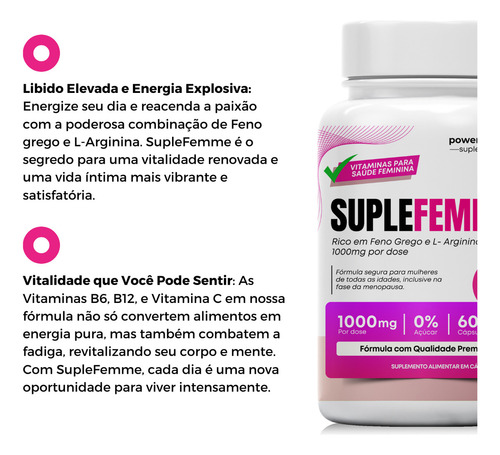 Suplemento Aumenta Muito O Desejo Feminino Pote Com 60 Caps Sabor Sem Sabor