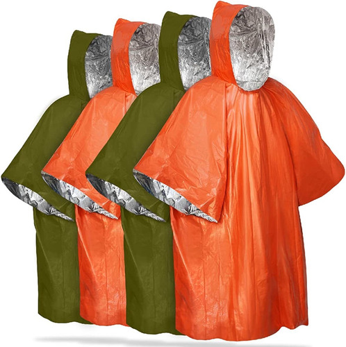 Poncho De Lluvia Impermeable De Emergencia Paquete De 4 Mant