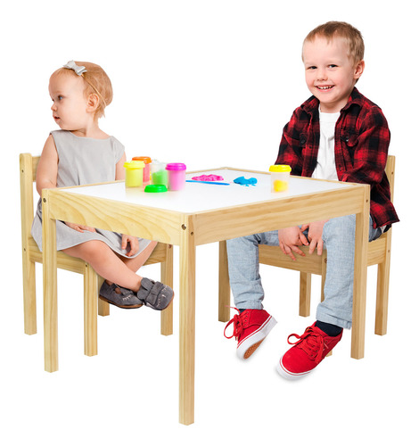 Mesa Montessori Y 4 Sillas Para Niños De Madera Abedul Y Mdf Color Beige
