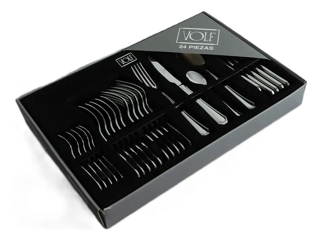 Set De 24 Cubiertos Volf Carat Acero Inox Cocina Color Único