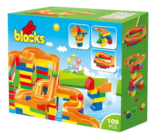 Pista De Bolitas Juego De Encaje Y Bloques 109 Piezas