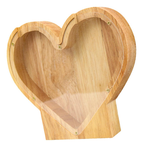 Hucha De Madera Con Forma De Corazón, Caja De Dinero Para