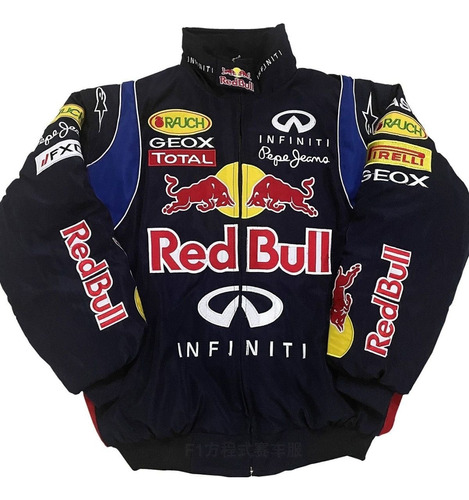 Chaqueta Racing Moto Retro Redbull Team Otoño Bordado