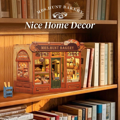 Diy Miniatura Casa De Muñecas Libro Corner Kit Con Luces Led