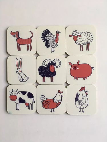 Imagen 1 de 3 de Juego De La Memoria Con Animales De La Granja Fichas Madera