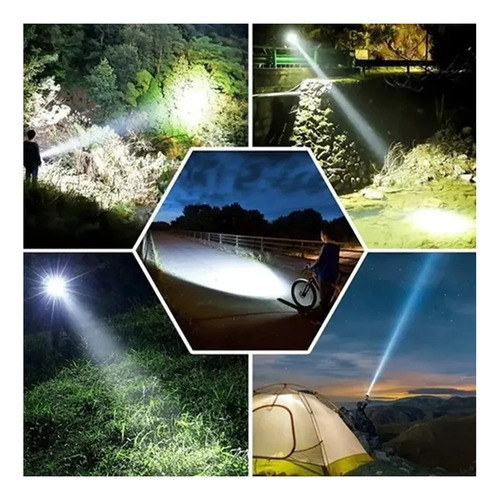 Lanterna Zoom Led Recarregável Com 4 Modos Luz Piscante Ip45