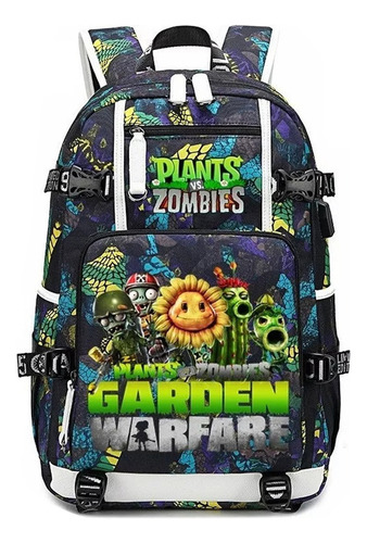 Plantas Vs . Zombies Pvz Camuflaje Mochila Estudiantes Bolsa