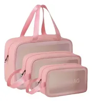 Comprar Kit Necessáires Feminina Maquiagem Cosméticos Viagem Praia C Cor Rosa Desenho Do Tecido Lisa