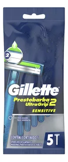 Máquina para afeitar Gillette Prestobarba UltraGrip2 Sensitive descartable 5 u