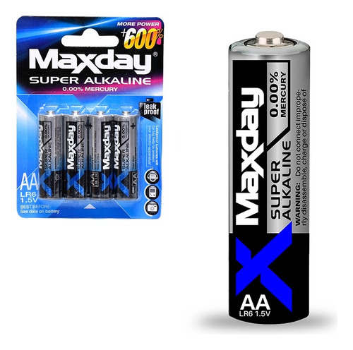 Pilas Alcalinas Baterias Maxday Aa Blister 4 Unidades 1,5v