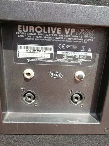 Bocinas Pasivas Behringer Precio Por C/u 15 Pulgadas Pasivas | Envío gratis