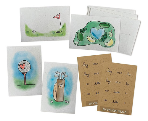 Golf Love Greeting Cards Variety Pack - 24 Tarjetas De Notas