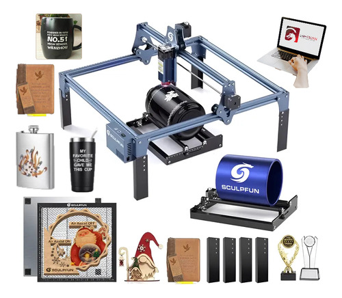 Juego De Grabado Láser Sculpfun S9 5w+rodillo+panel+software