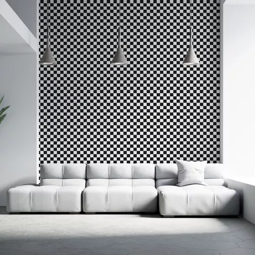Papel de parede adesivo xadrez preto e branco 01 I 11 4119-7111