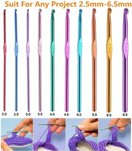 Kit De Ganchos Y Accesorios Para Tejer Al Crochet 100 Pzas