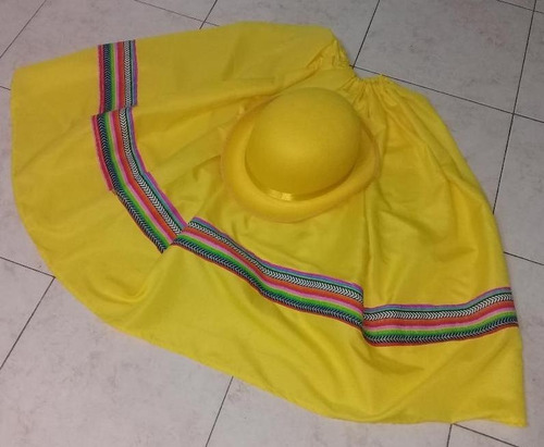 Pollera Coya Amarillo Con Sombrero Paño Lency