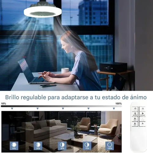 Lampara Ventilador De Techo Led Con Control Remoto 3 Vel.
