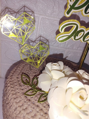 Kit Topper Topo De Bolo Casamento Casal Noivos Personalizado