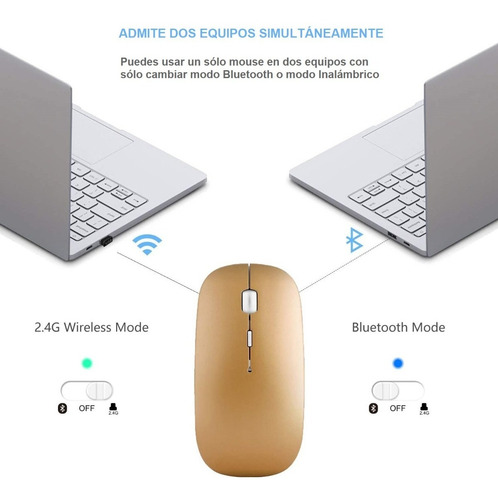 Imagen 3 de 3 de Mouse Dual Inalambrico Con Bluetooth Y Usb Recargable