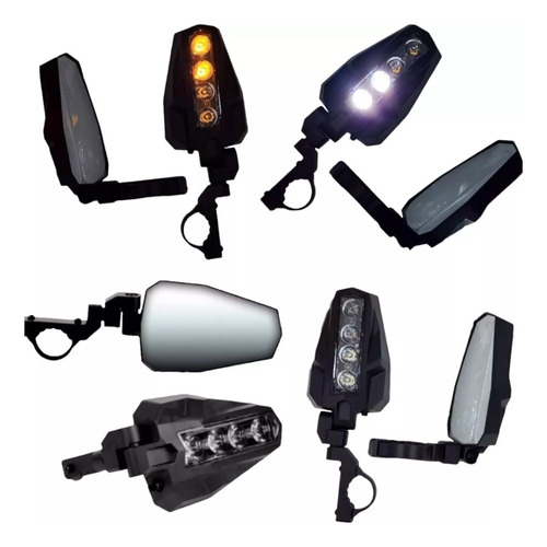Espejos  Retrovisores R8 Luz Led, Estrobo Para Rzr Y Can-am