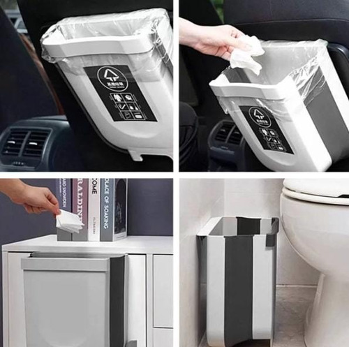 Lixeira Extensível Dobrável Retrátil Portas Gavetas Pendurar Cor Branco