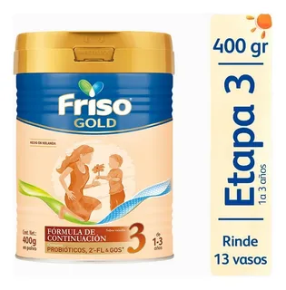 Leche de fórmula en polvo sin TACC Friso Gold 3 en lata de 1 de 400g - 12 meses a 3 años